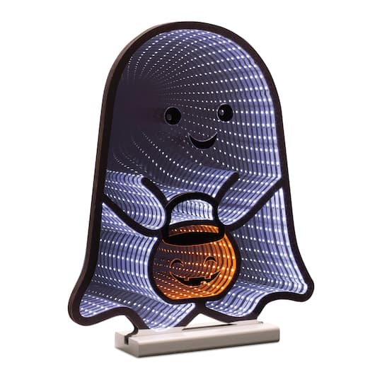 53557DS 16 in. Acrylic UL Plug Ghost with Candy Bucket Ekkolight, White, Orange & Black